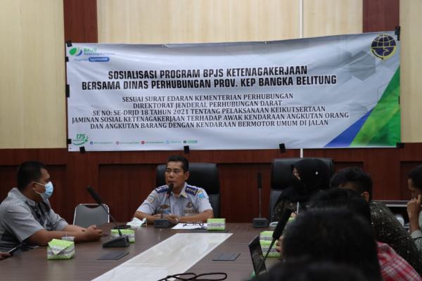 Dishub Babel Dukung Sosialisasi Keikutsertaan BPJS Ketenagakerjaan Bagi Awak Kendaraan Angkutan Umum dan Barang